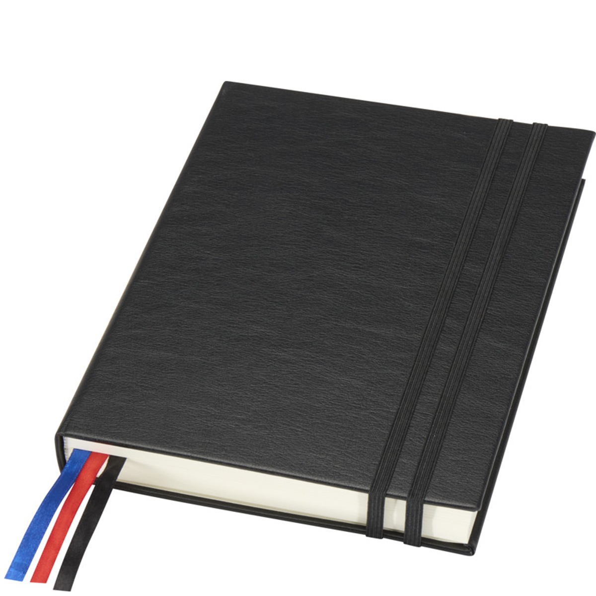 Custom branded A5 promotional journal called Alder A5 promotional Journal from The Notebook Warehouse. Includes recycled plastic cover and three coloured ribbons.
