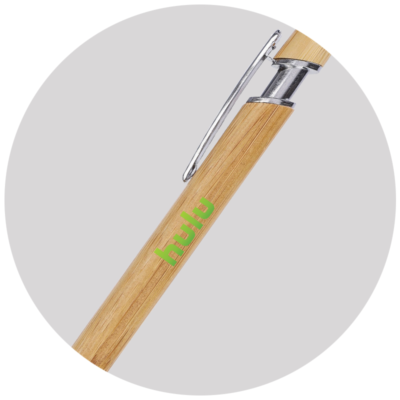 Branding Digital Image showing a digital printed logo on the Bamboo Promotional Stylus Pen from The Notebook Warehouse