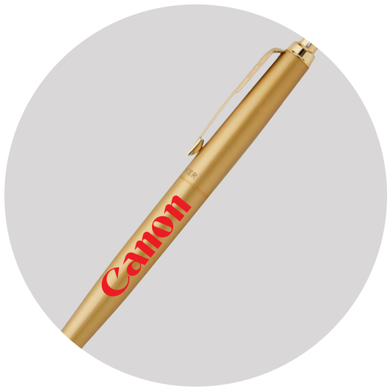 Image showing a logo printed on the Promotional Parker Pens called Xl Monochrome from The Notebook Warehouse. Available in four monochrome colours including Gold