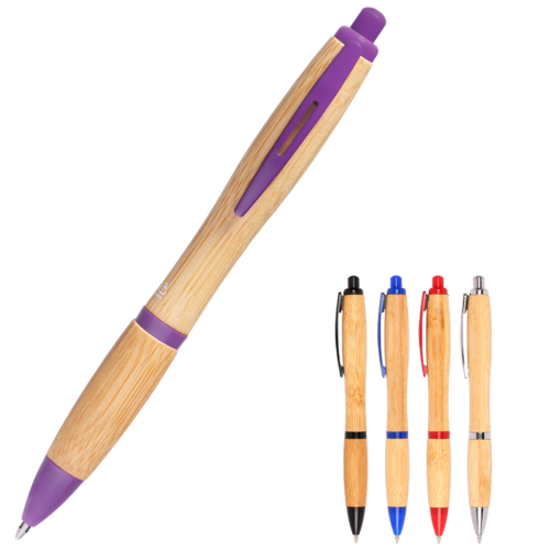 Curvy Bamboo Eco Promotional Pen in available in 5 colour ways from The Notebook Warehouse