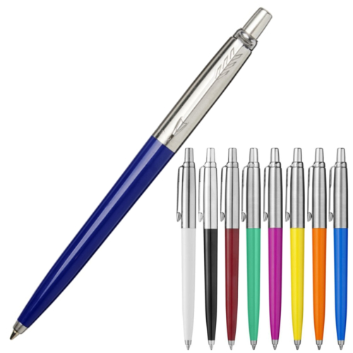 Image showing the colours available for the Recycled Parker Branded Pen from The Notebook Warehouse