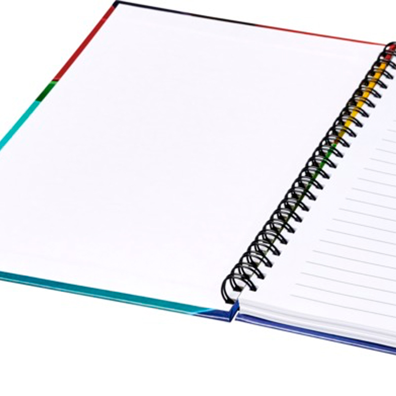 Hardback Promotional Wiro Notebook Hardcover Image showing an open Hardback Promotional Wiro Notebook from The Notebook Warehouse