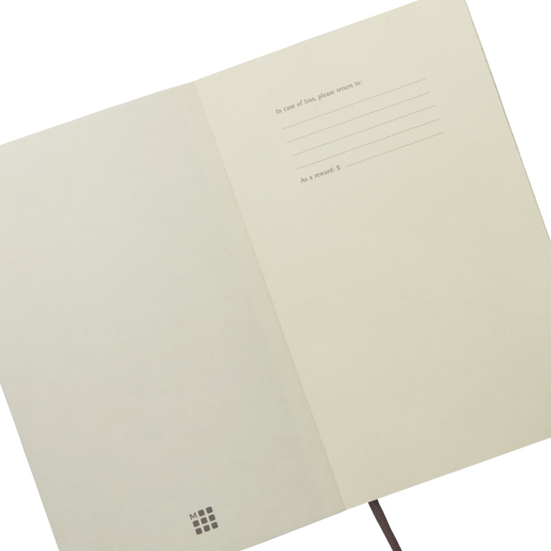 In Case of Loss Page Image showing the 'In Case of Loss' Page in the Moleskine Soft Cover Large Notebook from The Notebook Warehouse